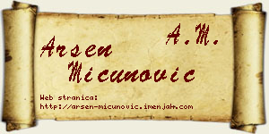 Arsen Mićunović vizit kartica